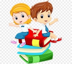Картинка на которой изображенны мальчик и девочка сидящий на стопке книг