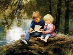Картинка на, которой дети читают книгу